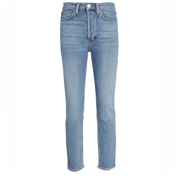 RE/DONE High-Rise Ankle Crop Jeans in Hazey Indigo - Picture 5 of 10
